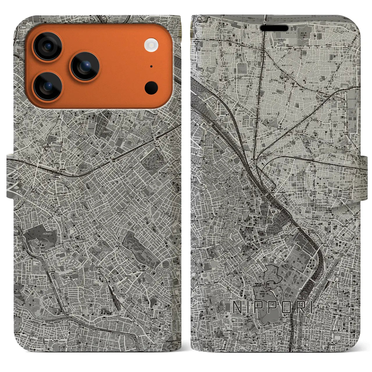 【日暮里(東京都)】地図柄iPhoneケース(手帳タイプ)