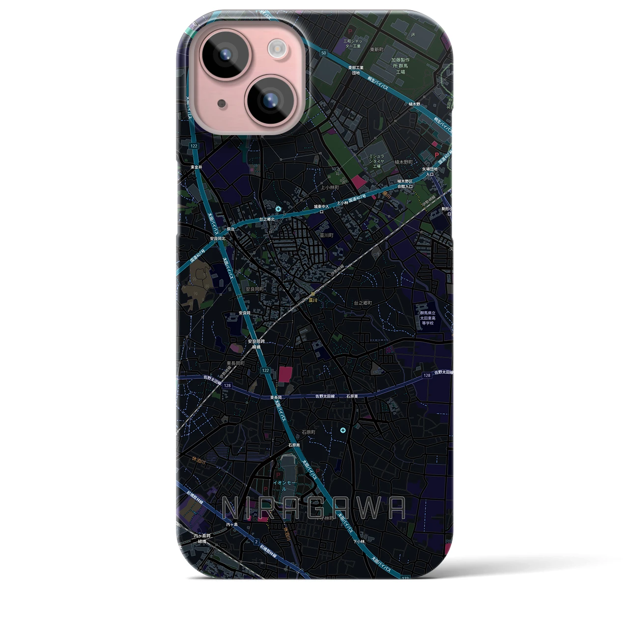【韮川(群馬県)】地図柄iPhoneケース(バックカバータイプ)