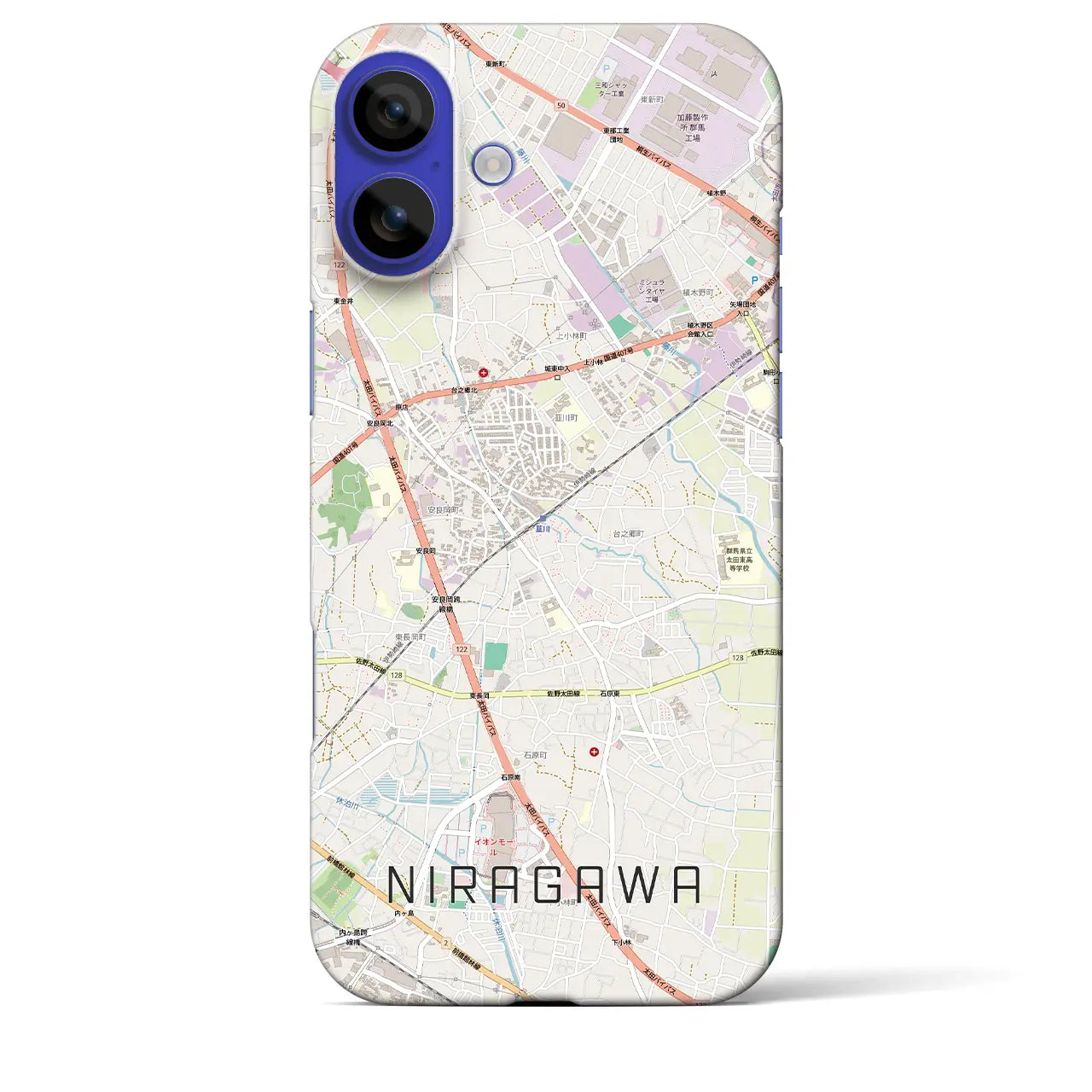 【韮川(群馬県)】地図柄iPhoneケース(バックカバータイプ)ブラック・iPhone 16 Pro Max 用