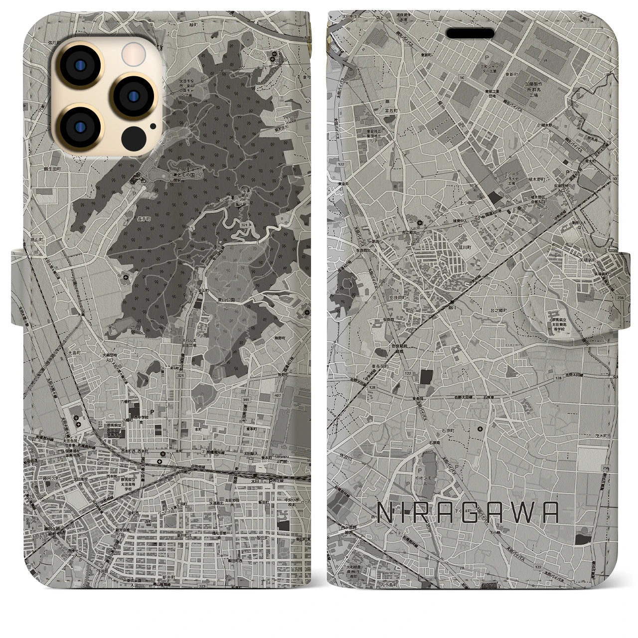 【韮川(群馬県)】地図柄iPhoneケース(手帳タイプ)