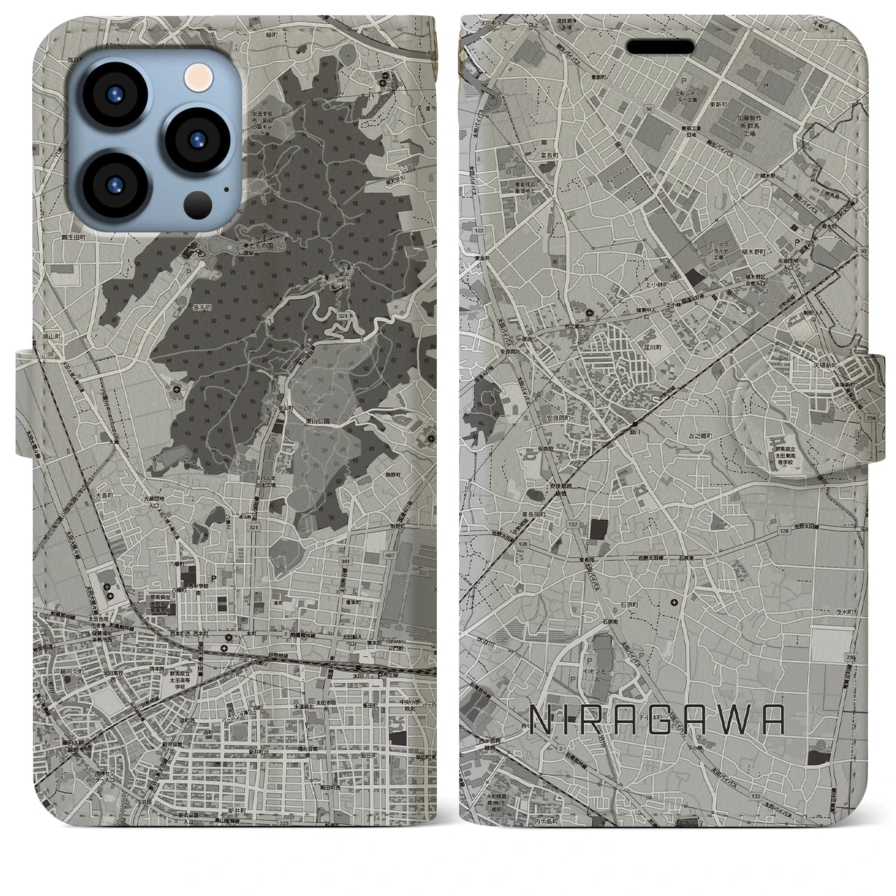 【韮川(群馬県)】地図柄iPhoneケース(手帳タイプ)