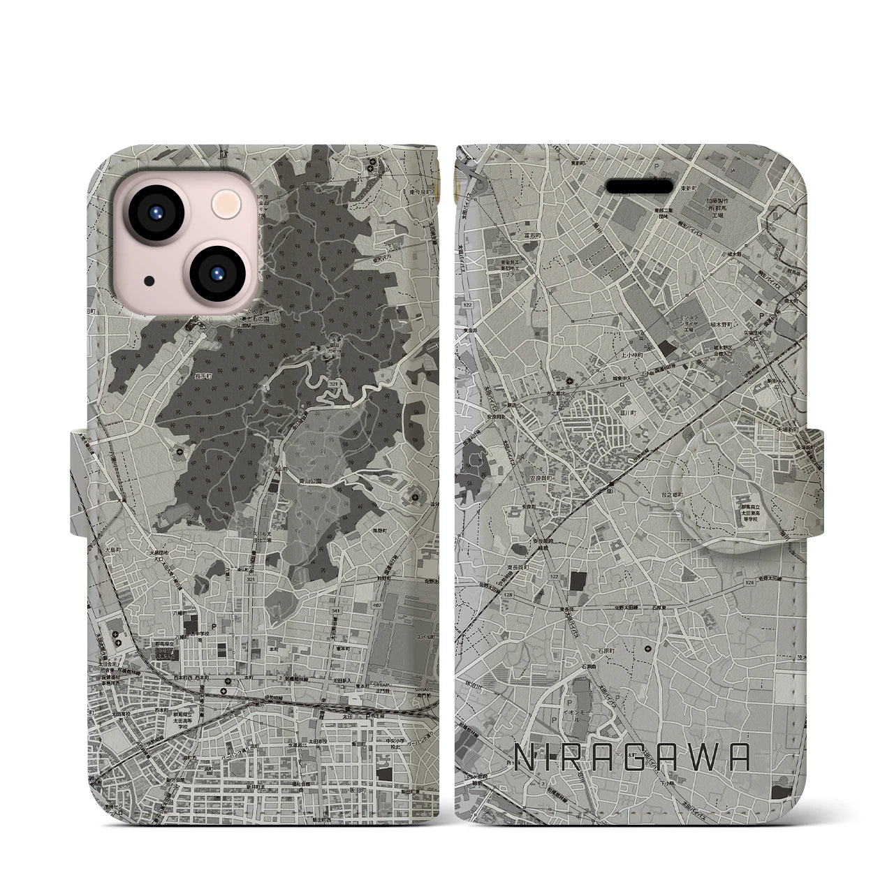 【韮川(群馬県)】地図柄iPhoneケース(手帳タイプ)