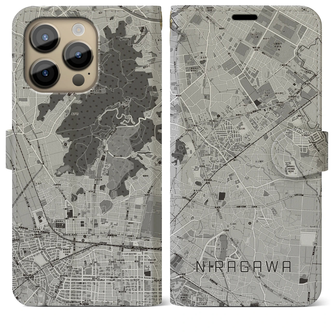 【韮川(群馬県)】地図柄iPhoneケース(手帳タイプ)