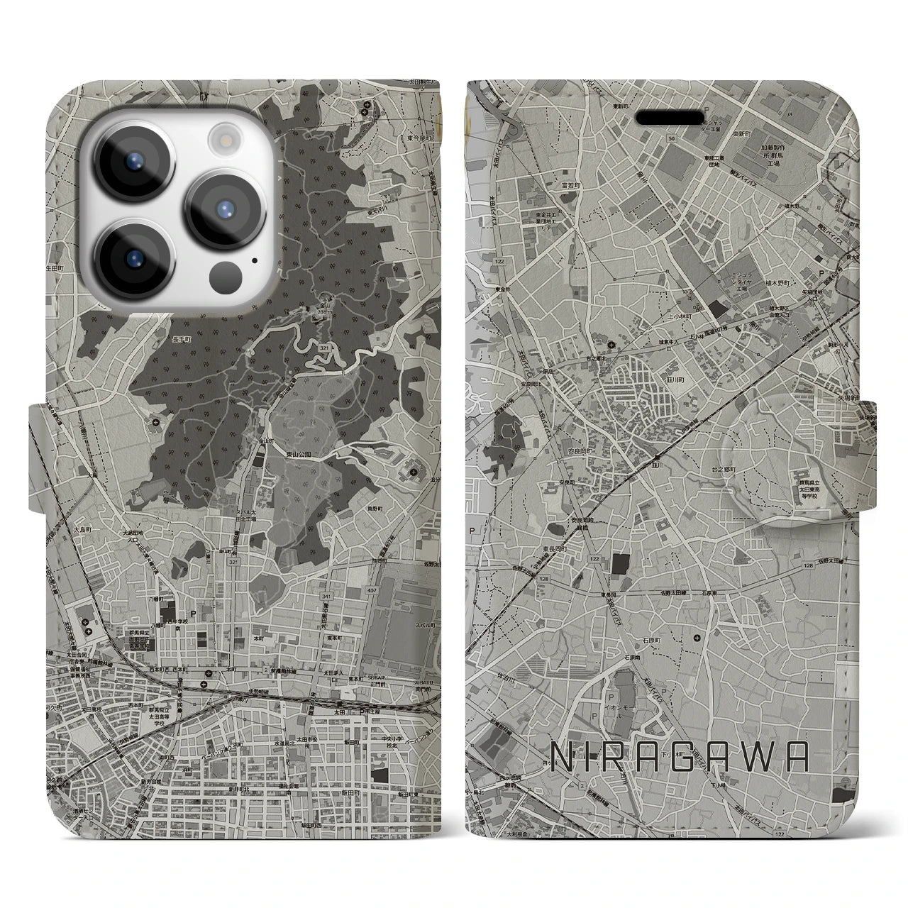 【韮川(群馬県)】地図柄iPhoneケース(手帳タイプ)