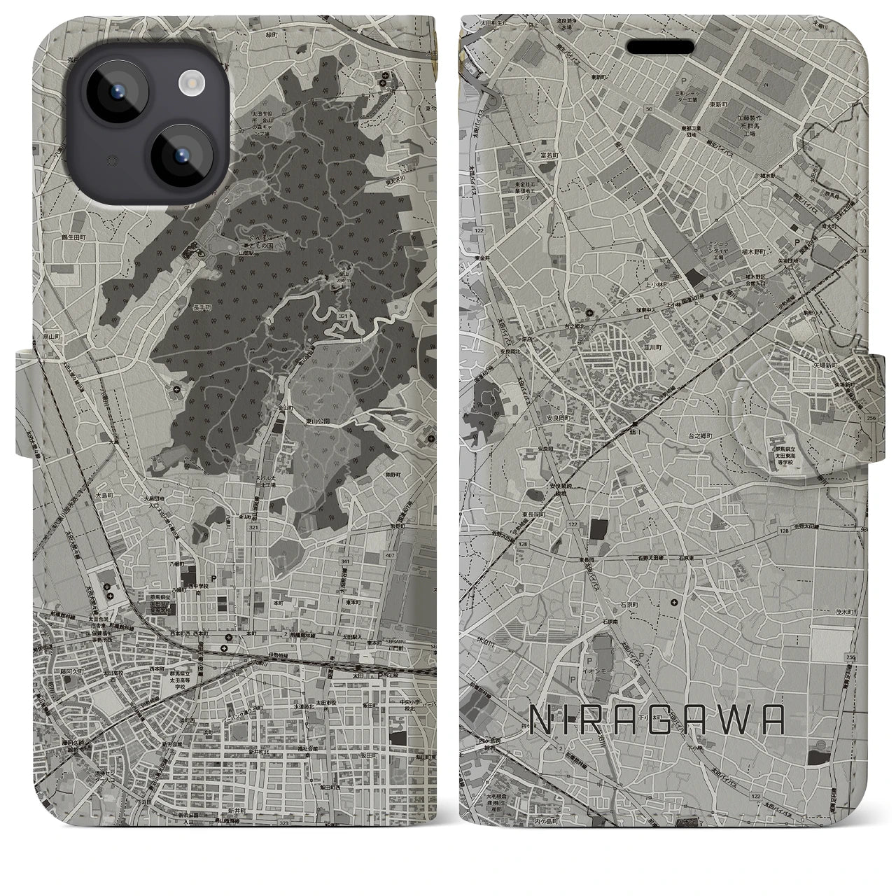 【韮川(群馬県)】地図柄iPhoneケース(手帳タイプ)