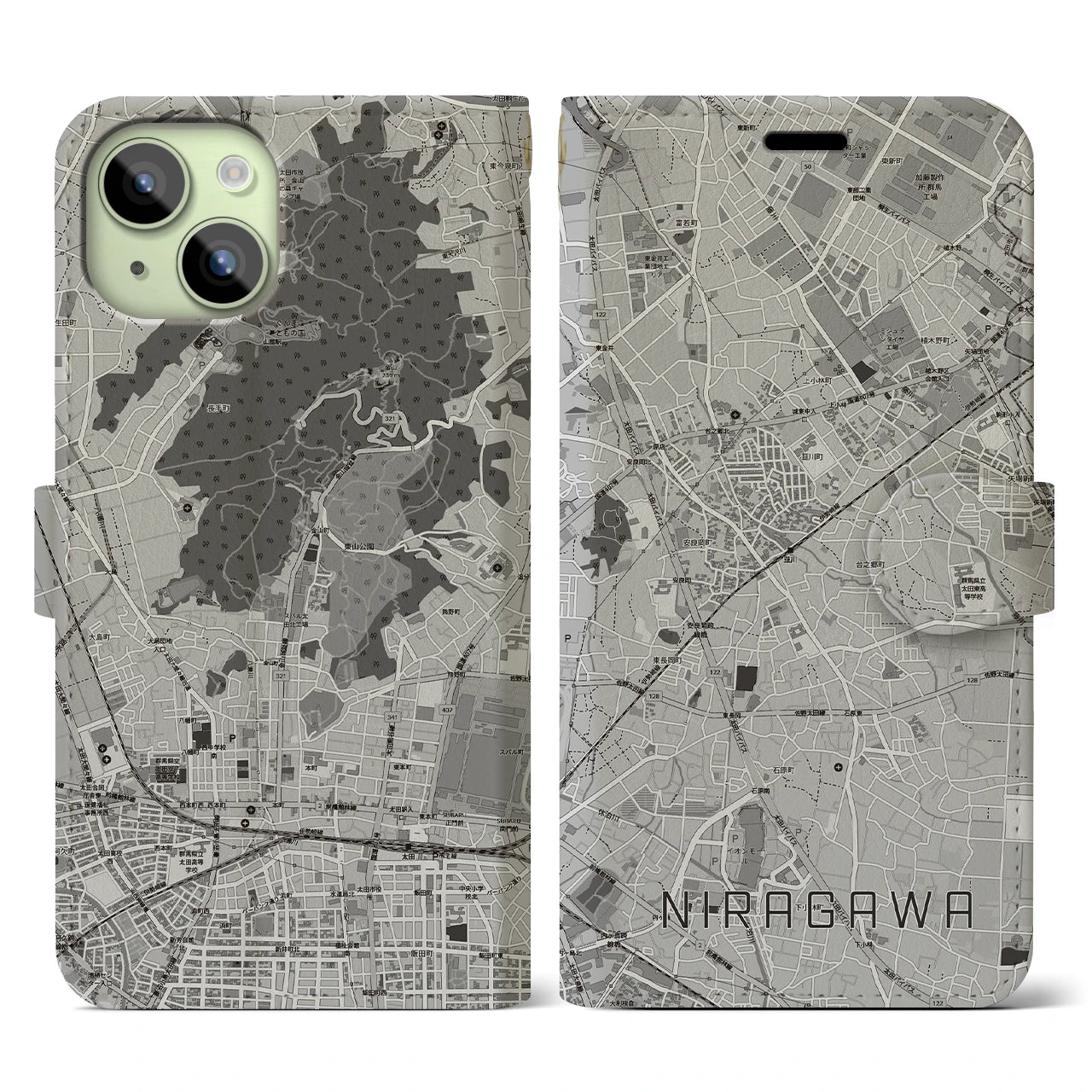 【韮川(群馬県)】地図柄iPhoneケース(手帳タイプ)