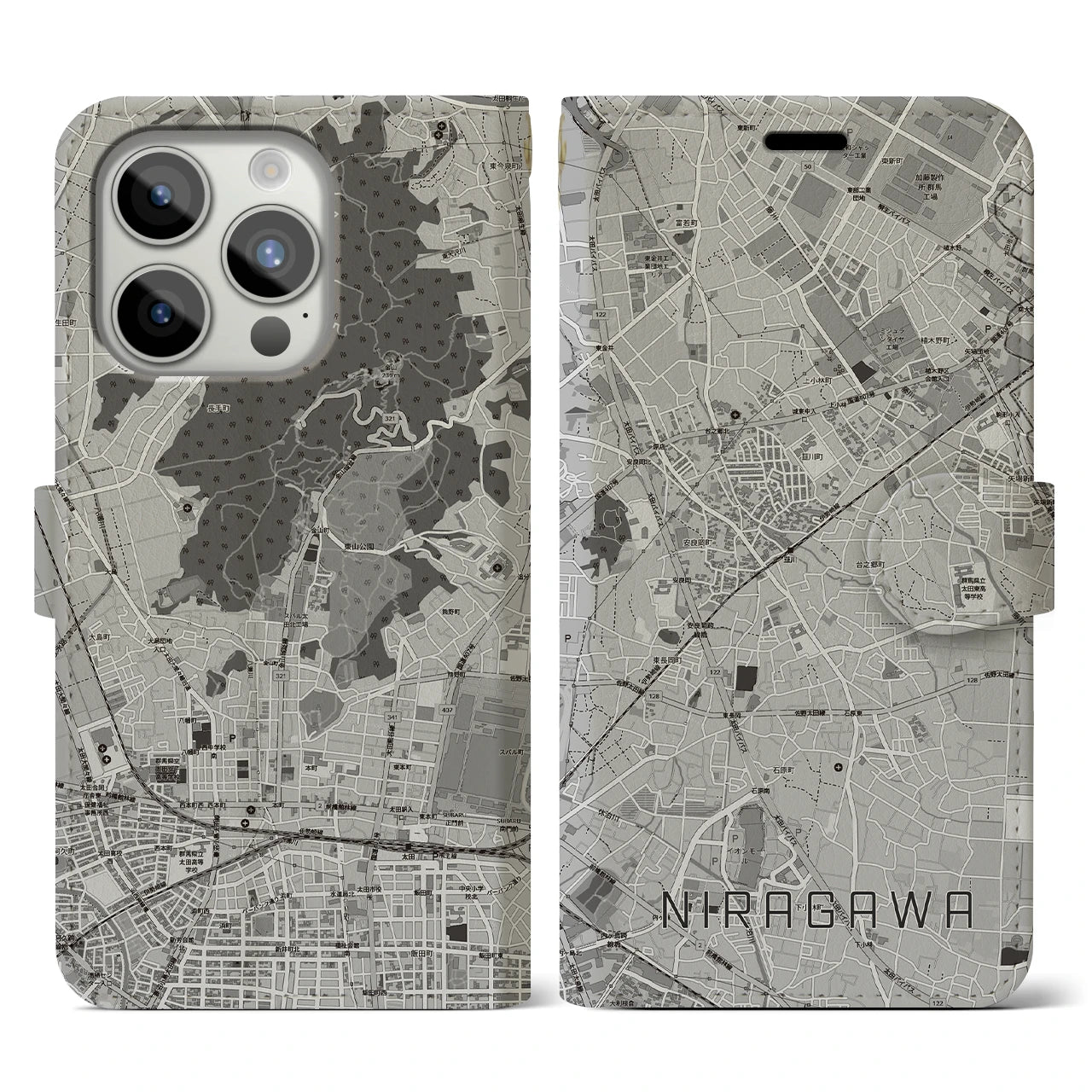 【韮川(群馬県)】地図柄iPhoneケース(手帳タイプ)