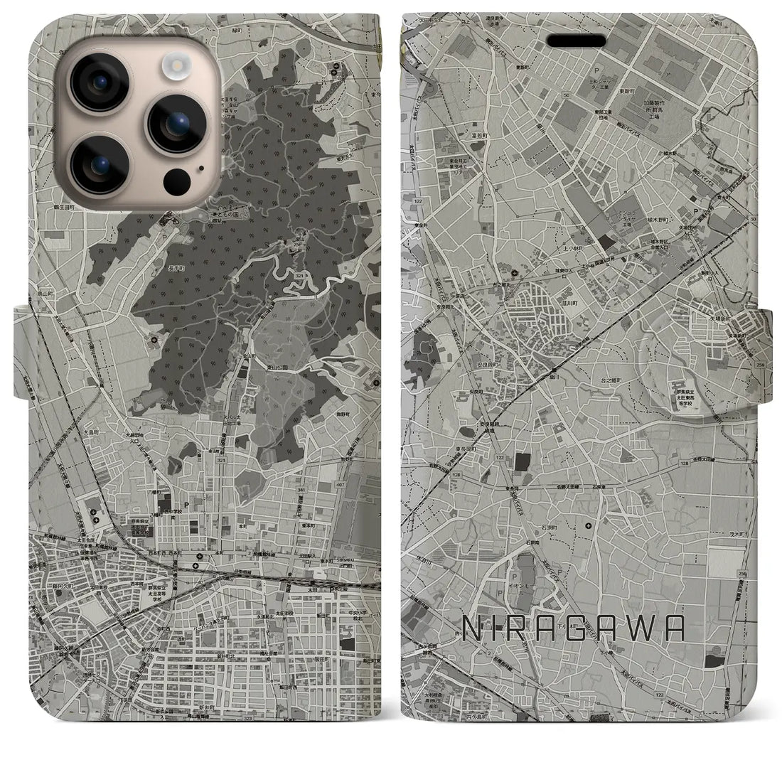 【韮川(群馬県)】地図柄iPhoneケース(手帳タイプ)