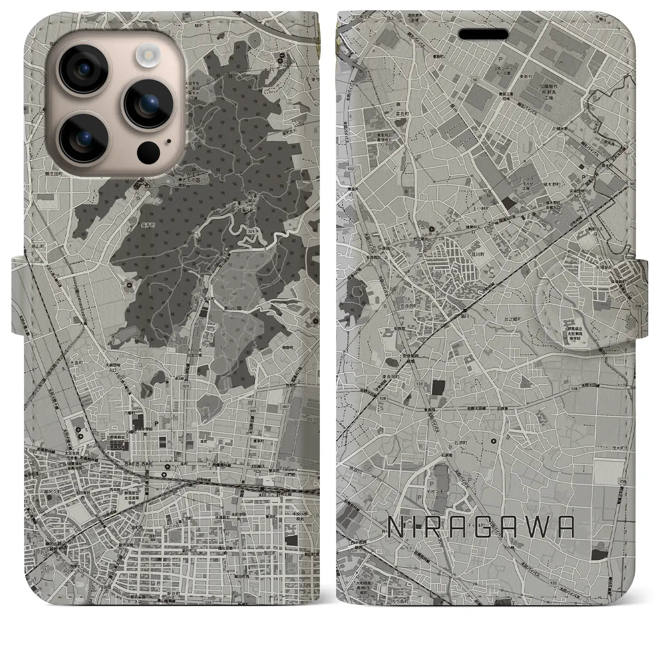 【韮川(群馬県)】地図柄iPhoneケース(手帳タイプ)