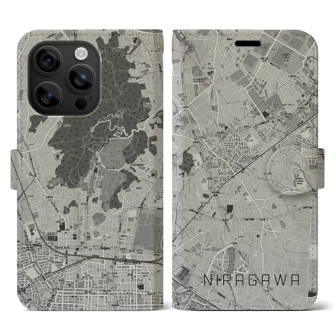 【韮川(群馬県)】地図柄iPhoneケース(手帳タイプ)