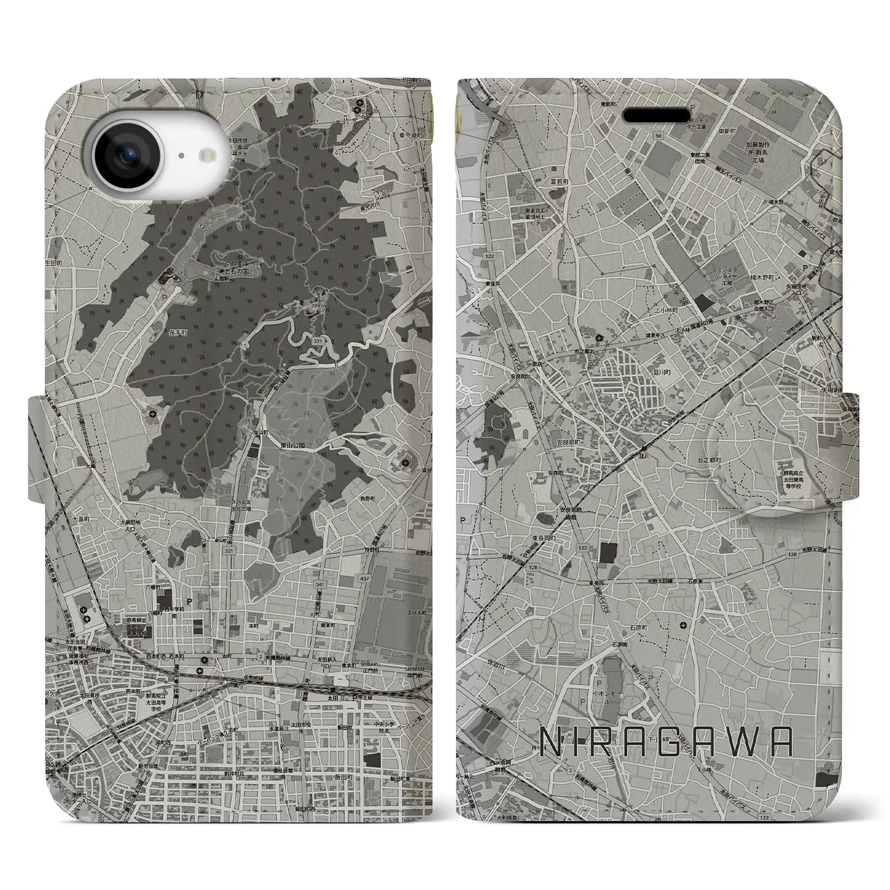 【韮川(群馬県)】地図柄iPhoneケース(手帳タイプ)