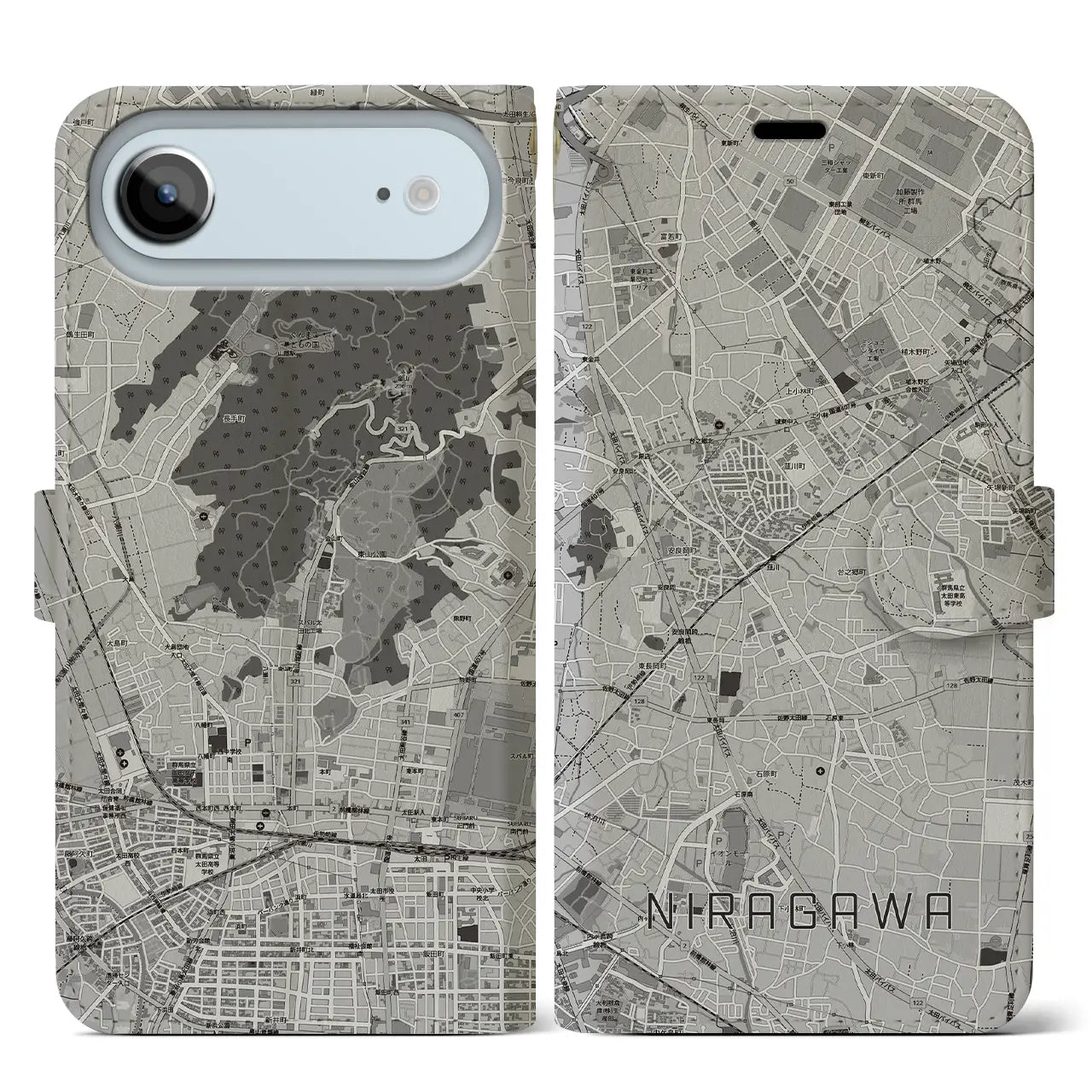 【韮川(群馬県)】地図柄iPhoneケース(手帳タイプ)