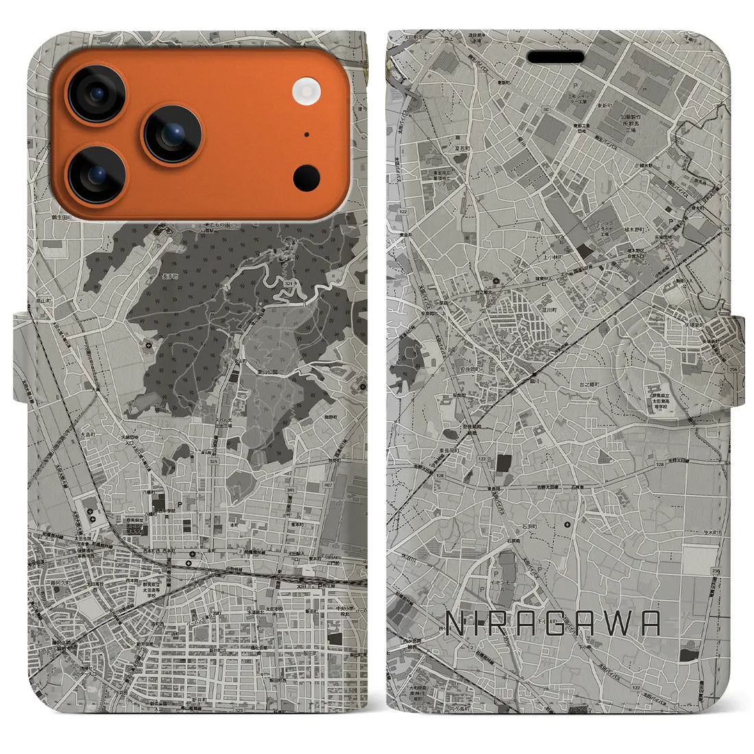 【韮川(群馬県)】地図柄iPhoneケース(手帳タイプ)