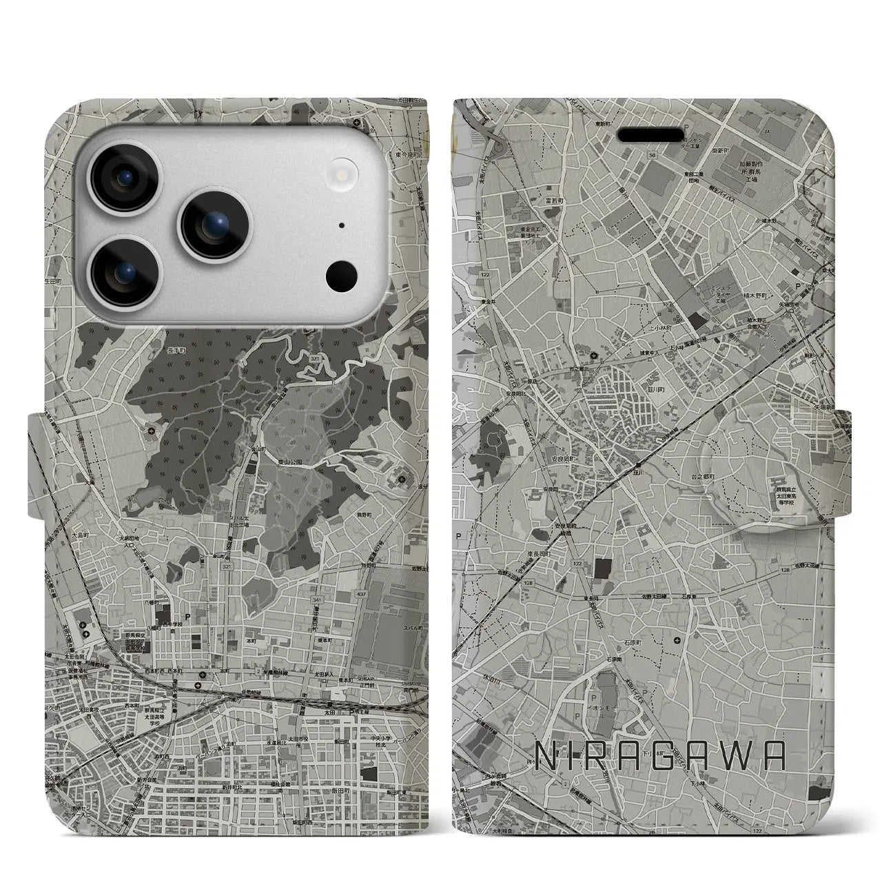 【韮川(群馬県)】地図柄iPhoneケース(手帳タイプ)