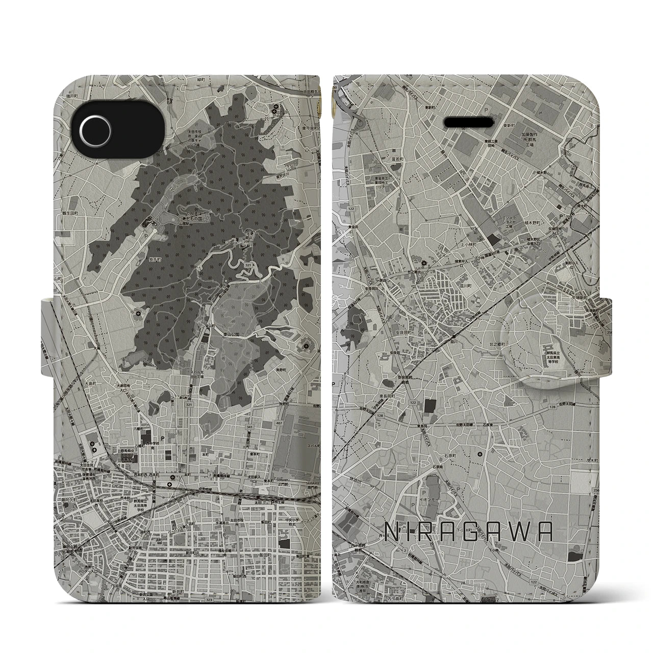 【韮川(群馬県)】地図柄iPhoneケース(手帳タイプ)