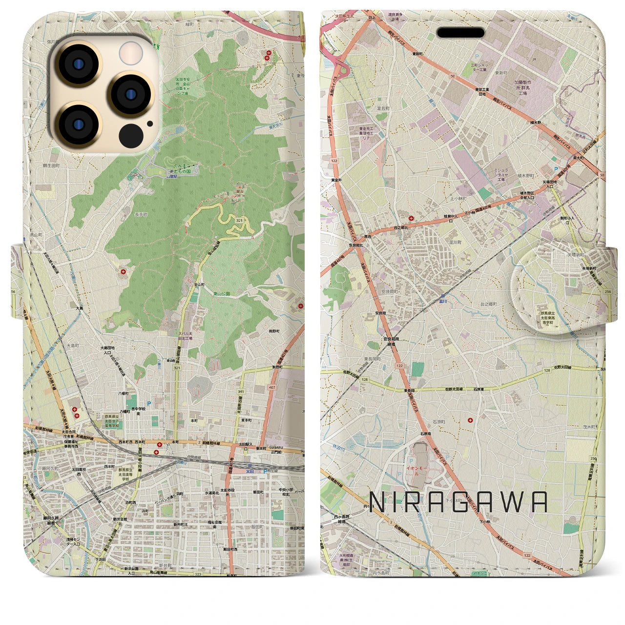 【韮川(群馬県)】地図柄iPhoneケース(手帳タイプ)