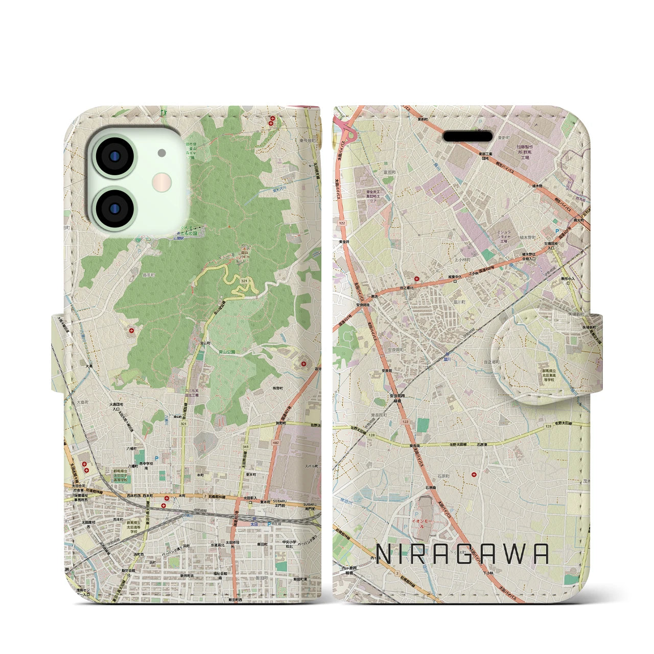 【韮川(群馬県)】地図柄iPhoneケース(手帳タイプ)