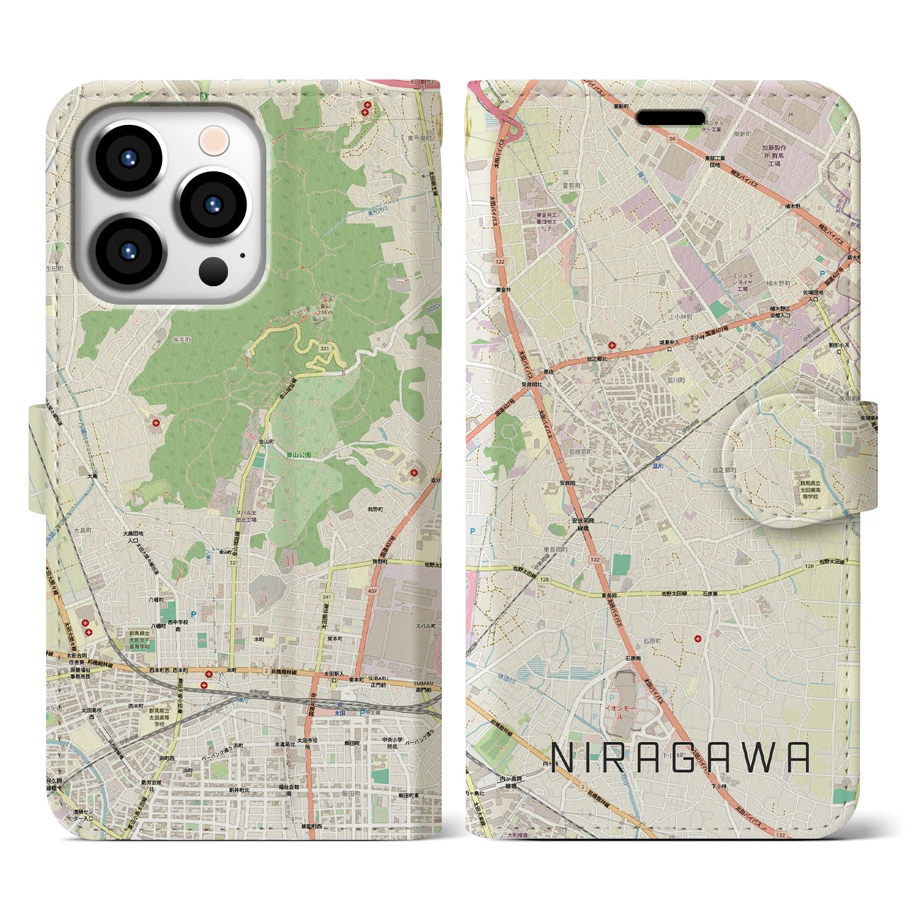 【韮川(群馬県)】地図柄iPhoneケース(手帳タイプ)