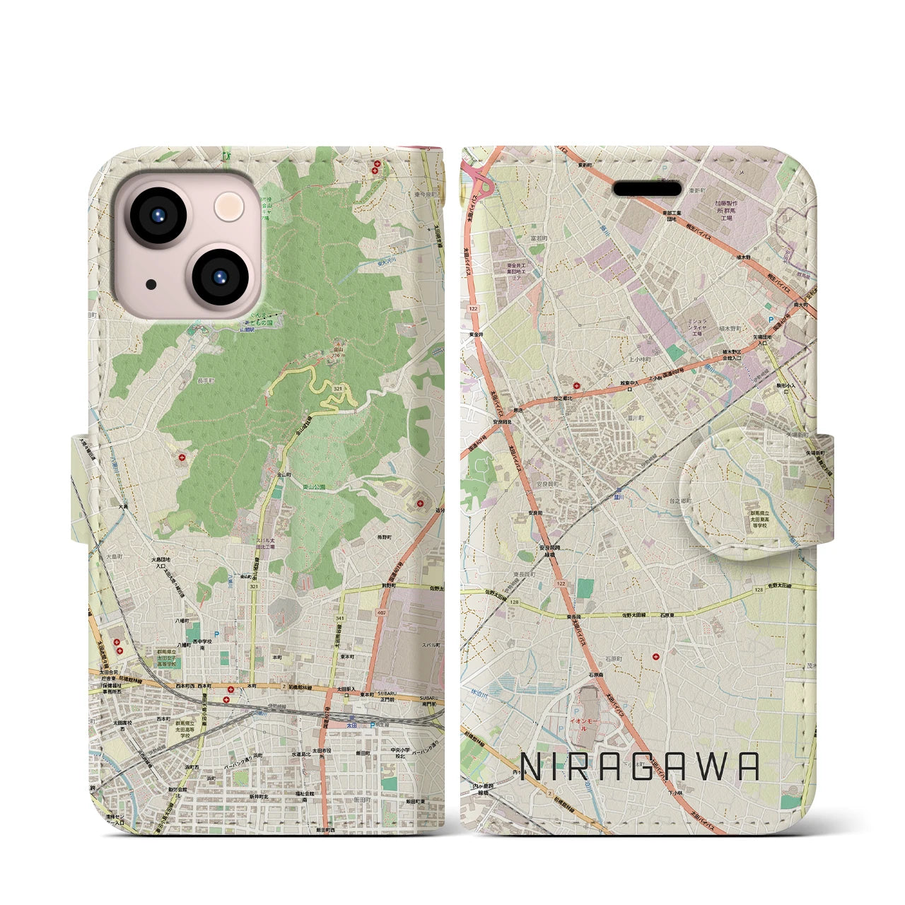 【韮川(群馬県)】地図柄iPhoneケース(手帳タイプ)