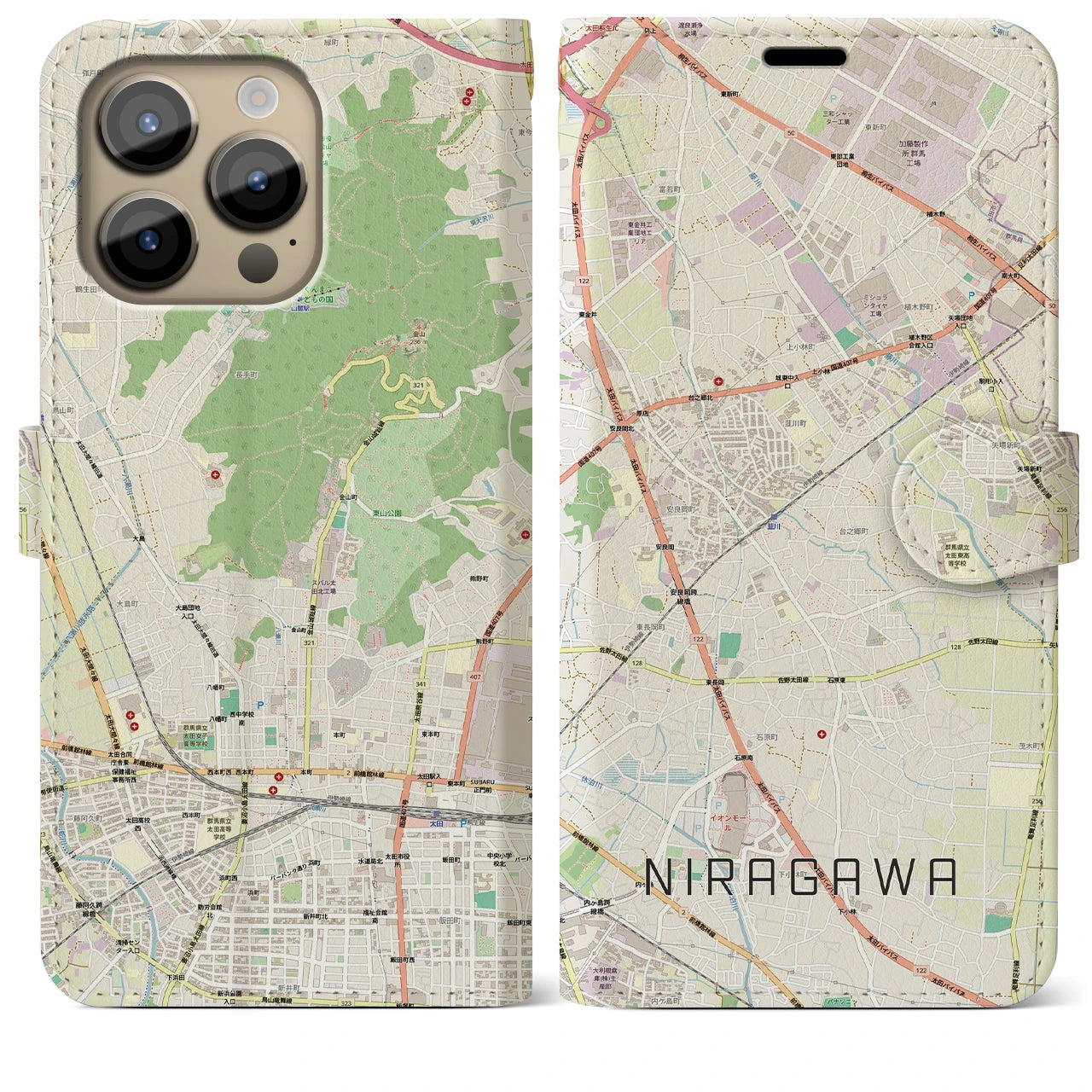【韮川(群馬県)】地図柄iPhoneケース(手帳タイプ)