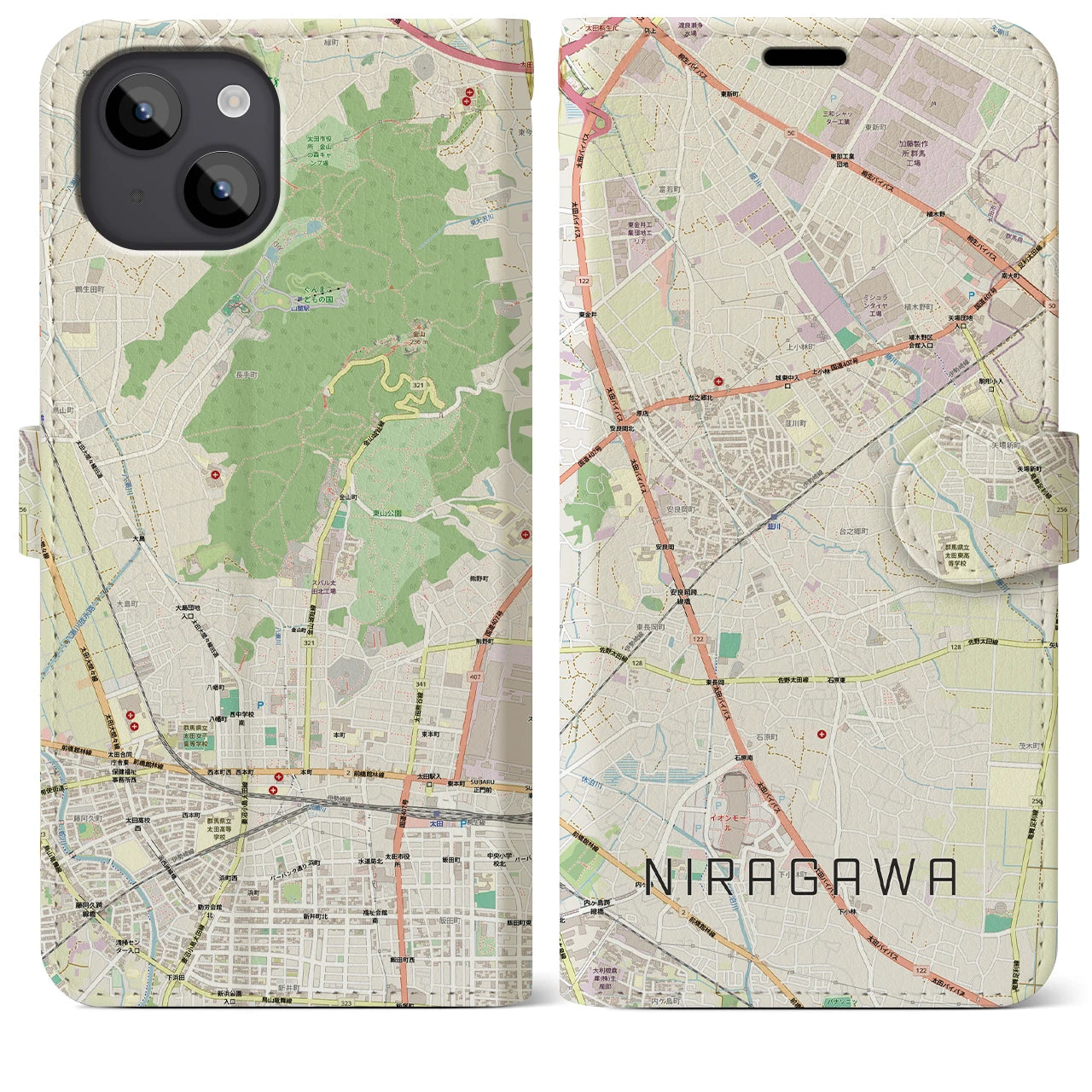 【韮川(群馬県)】地図柄iPhoneケース(手帳タイプ)