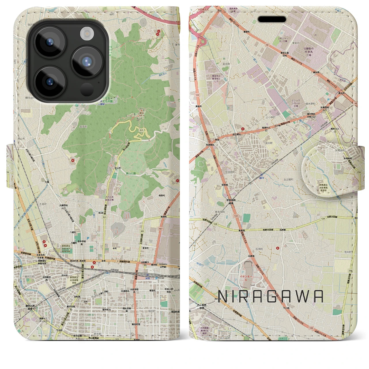 【韮川(群馬県)】地図柄iPhoneケース(手帳タイプ)