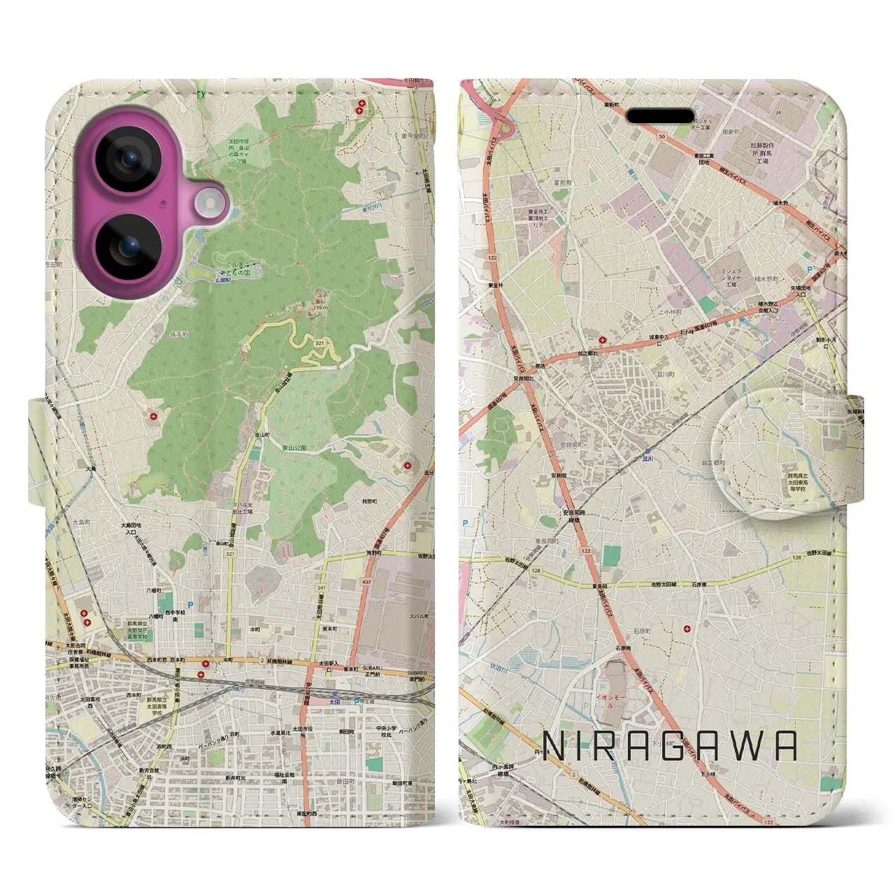 【韮川(群馬県)】地図柄iPhoneケース(手帳タイプ)