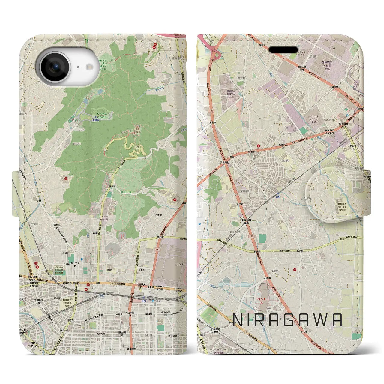 【韮川(群馬県)】地図柄iPhoneケース(手帳タイプ)