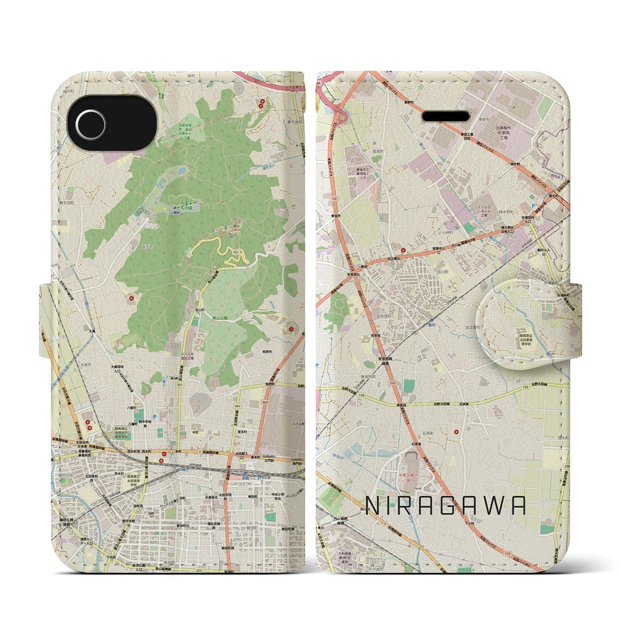 【韮川(群馬県)】地図柄iPhoneケース(手帳タイプ)