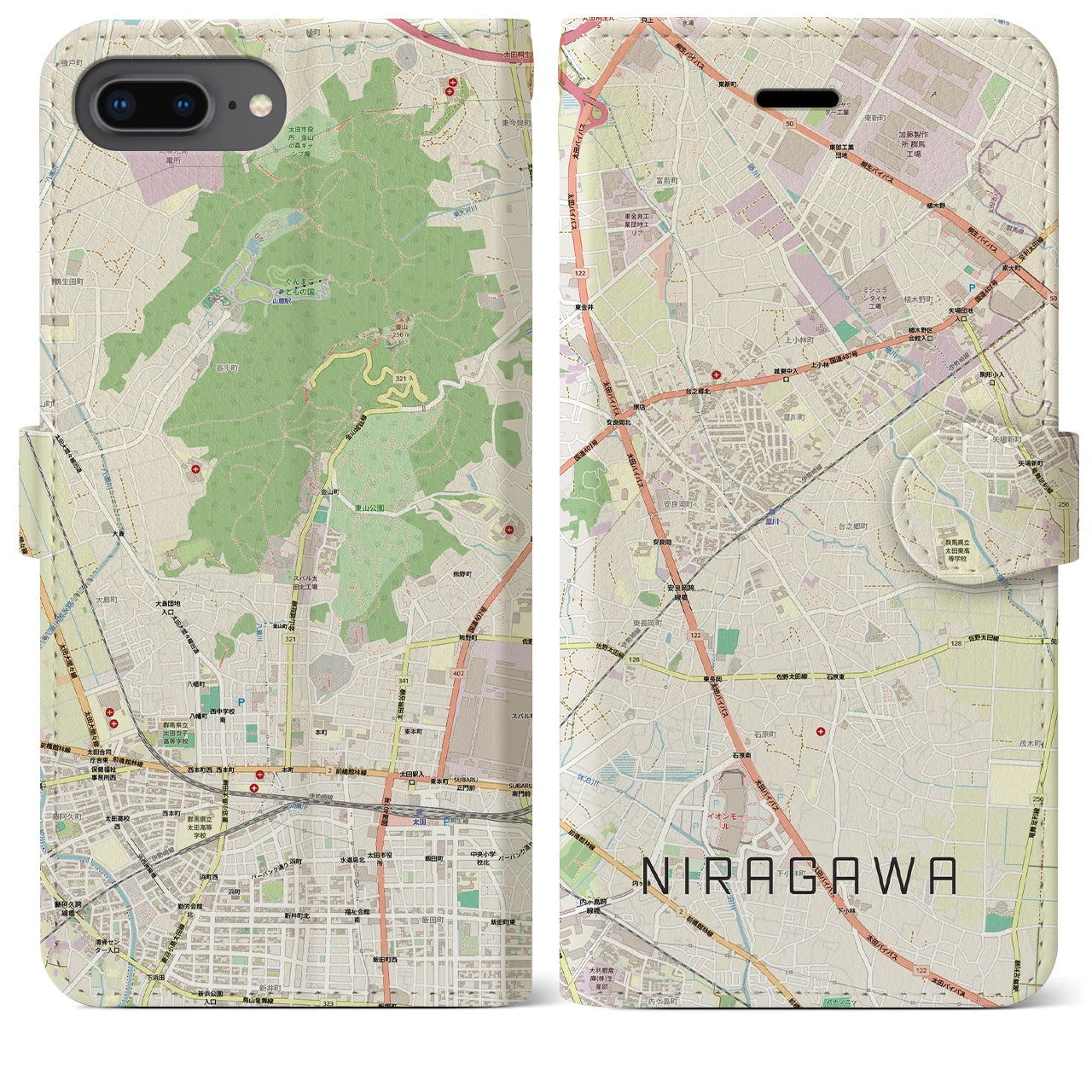 【韮川(群馬県)】地図柄iPhoneケース(手帳タイプ)