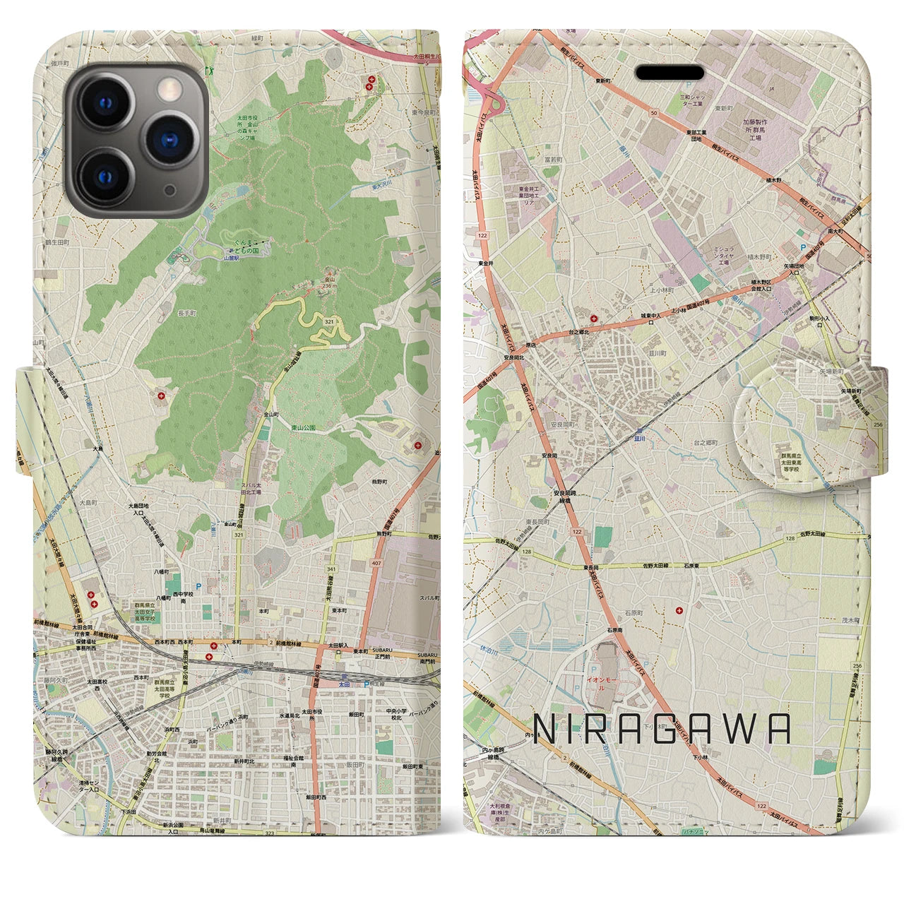 【韮川(群馬県)】地図柄iPhoneケース(手帳タイプ)