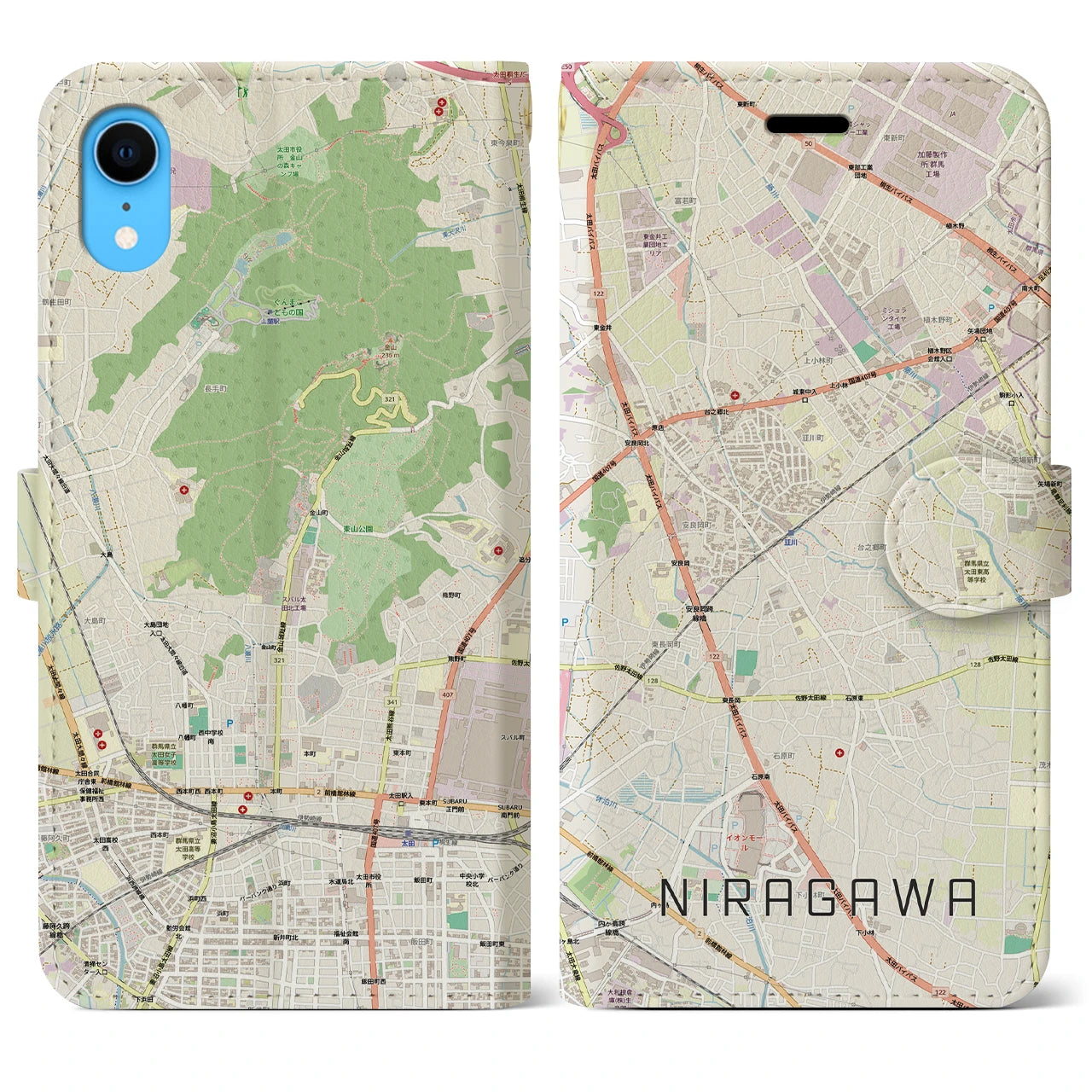 【韮川(群馬県)】地図柄iPhoneケース(手帳タイプ)