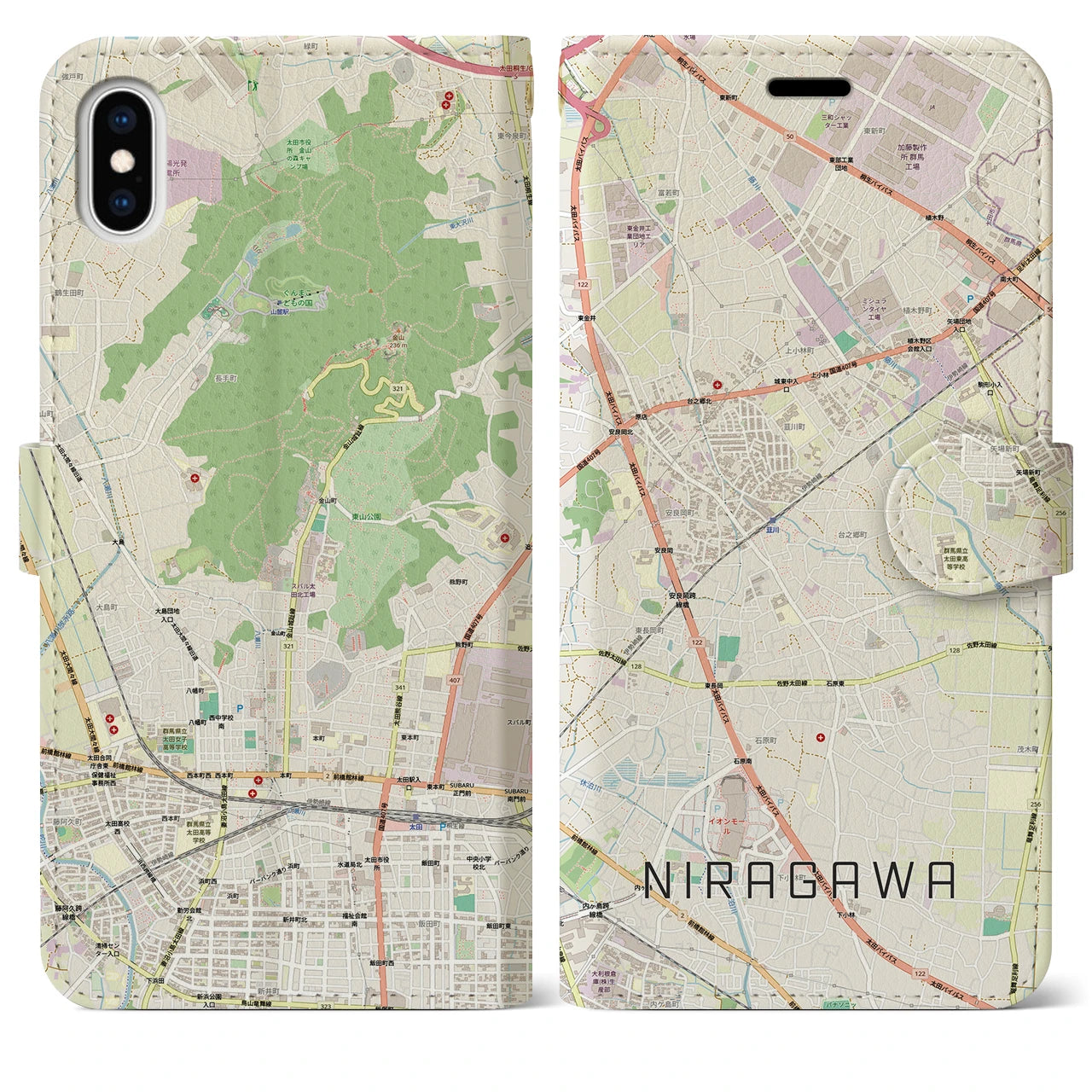 【韮川(群馬県)】地図柄iPhoneケース(手帳タイプ)