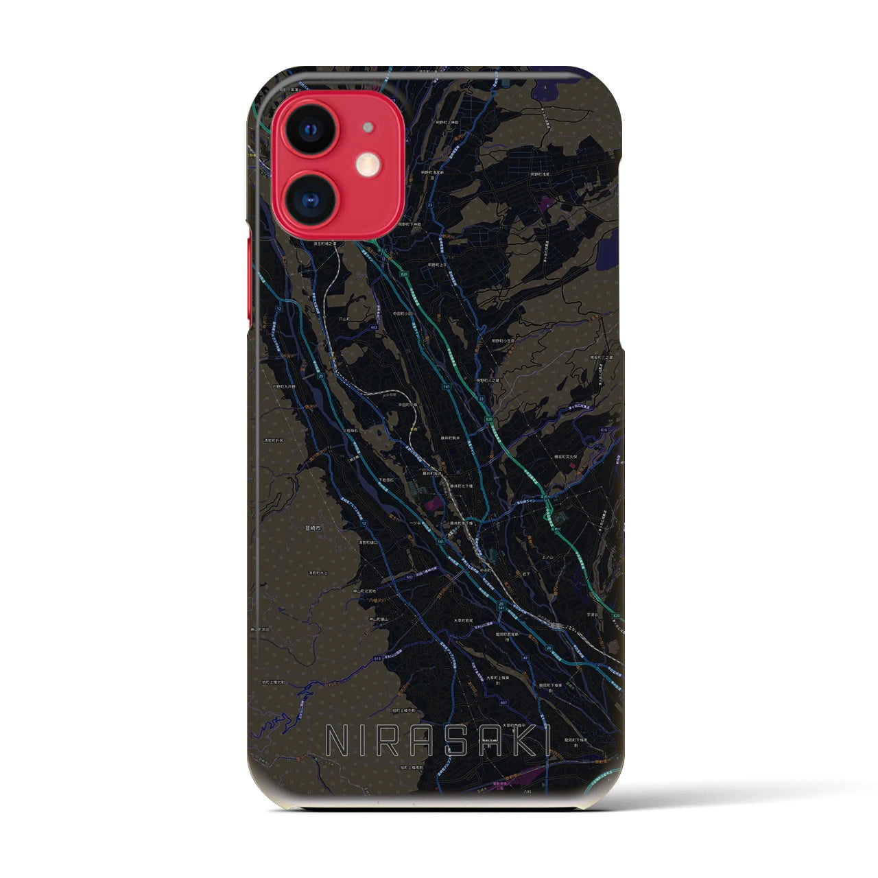 【韮崎(山梨県)】地図柄iPhoneケース(バックカバータイプ)