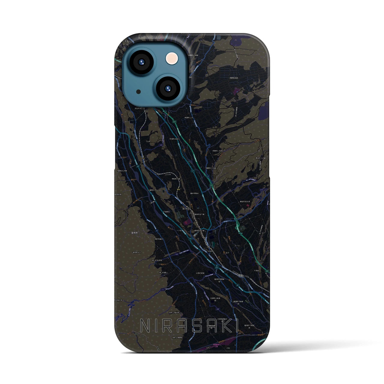 【韮崎(山梨県)】地図柄iPhoneケース(バックカバータイプ)