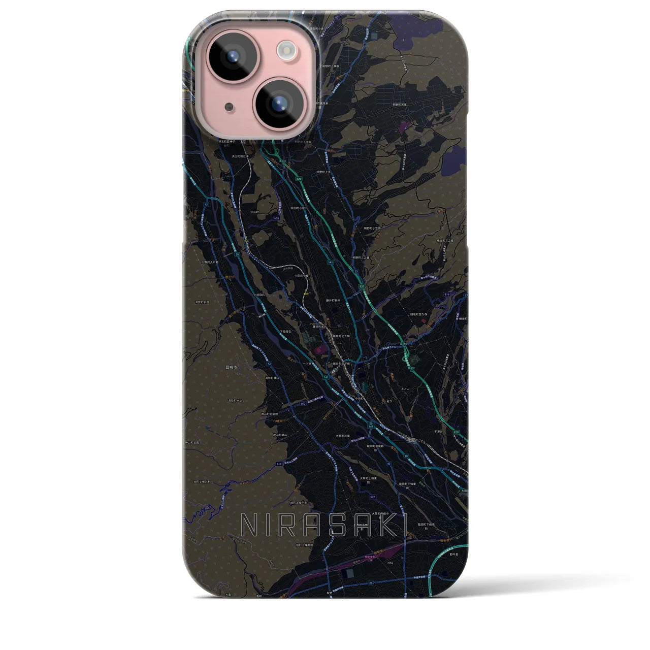【韮崎(山梨県)】地図柄iPhoneケース(バックカバータイプ)