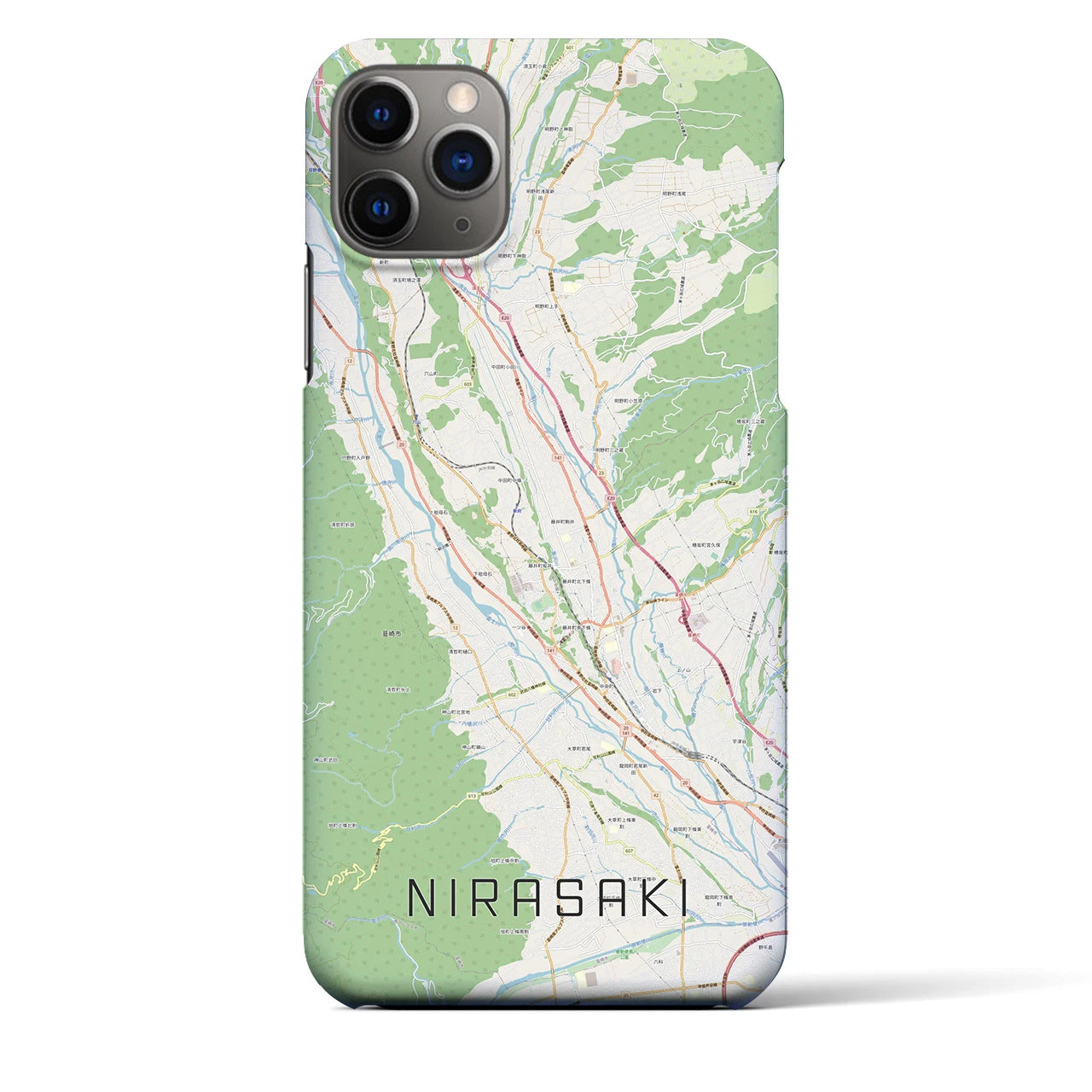 【韮崎(山梨県)】地図柄iPhoneケース(バックカバータイプ)