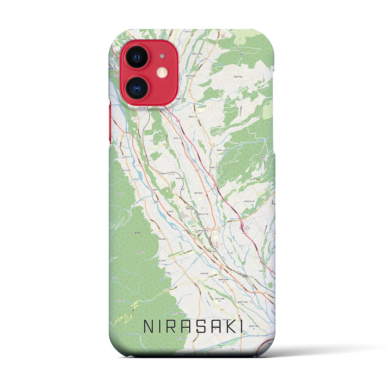 【韮崎(山梨県)】地図柄iPhoneケース(バックカバータイプ)