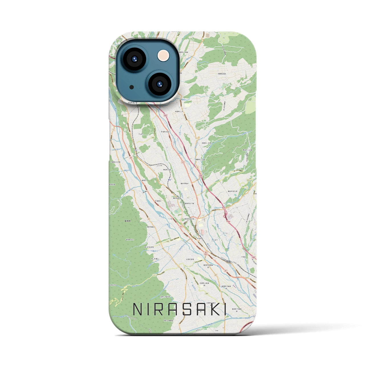 【韮崎(山梨県)】地図柄iPhoneケース(バックカバータイプ)