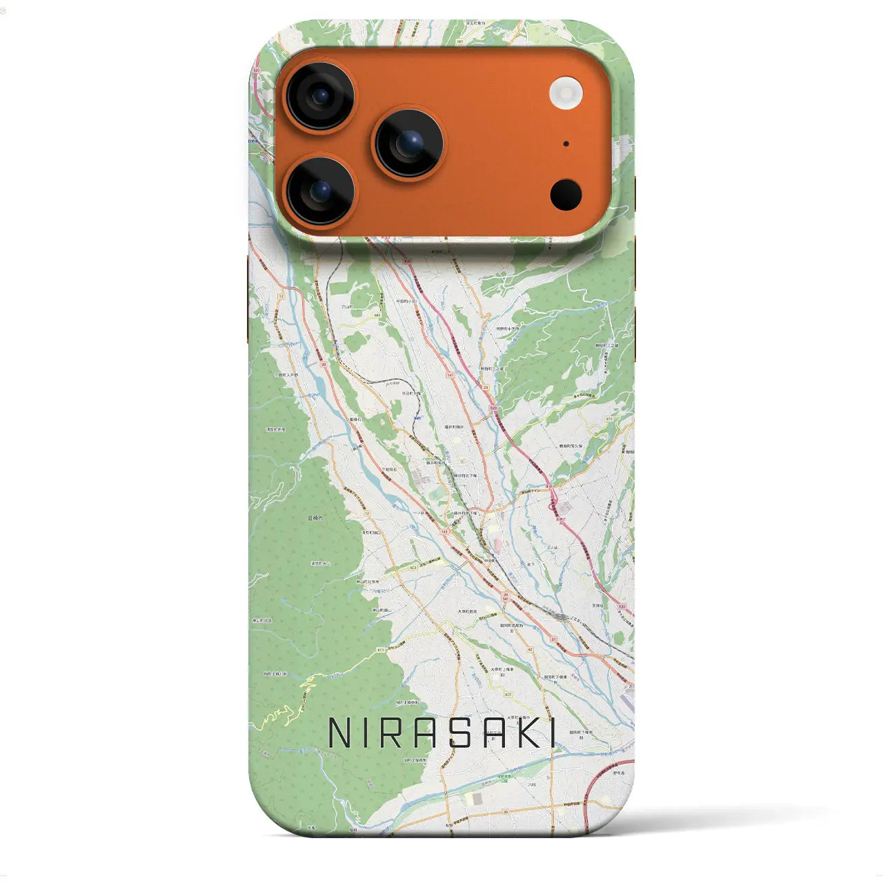 【韮崎(山梨県)】地図柄iPhoneケース(バックカバータイプ)ブラック・iPhone 17 Pro Max 用