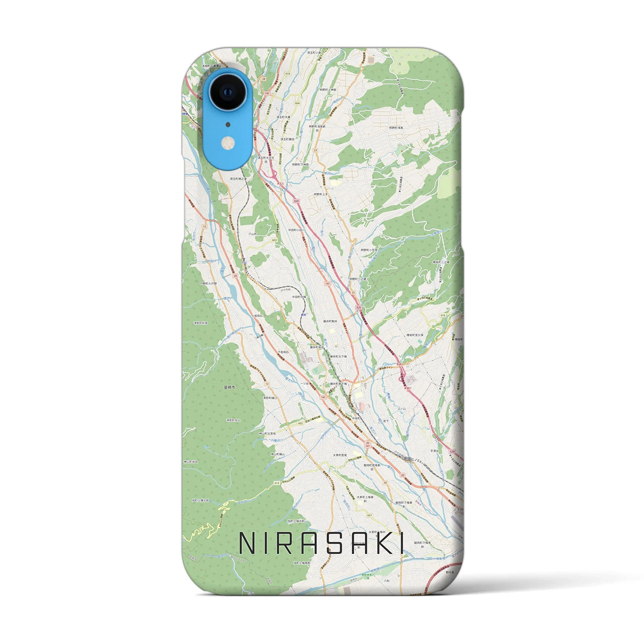 【韮崎(山梨県)】地図柄iPhoneケース(バックカバータイプ)