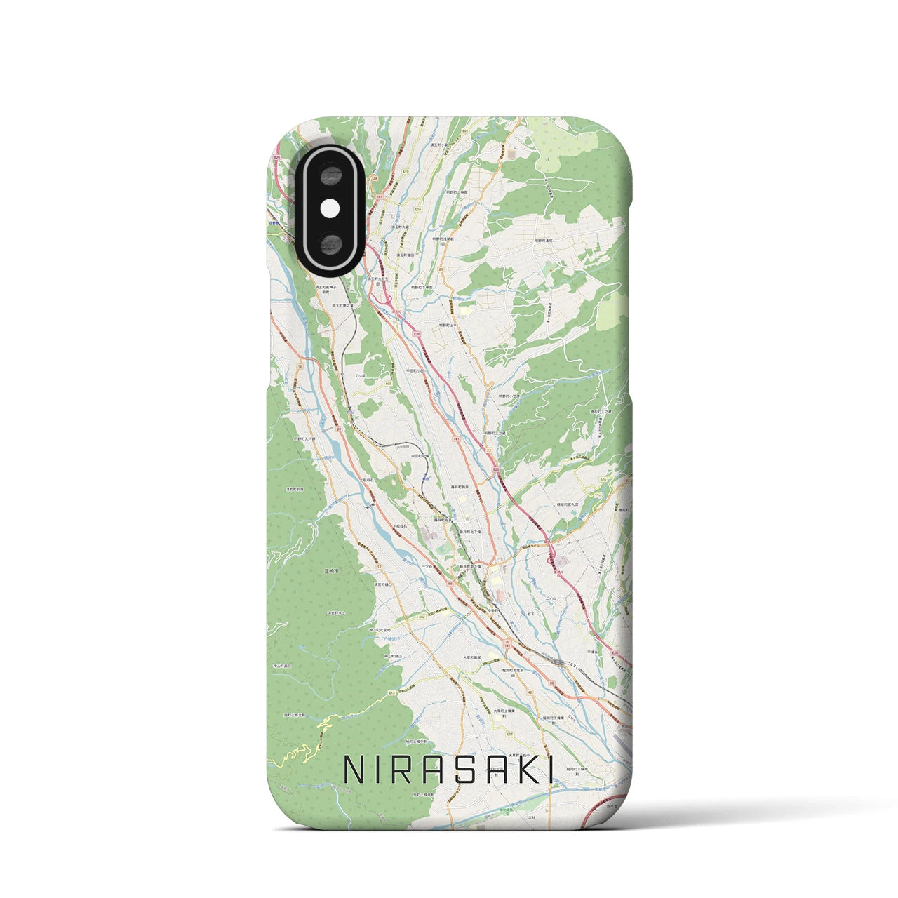 【韮崎(山梨県)】地図柄iPhoneケース(バックカバータイプ)