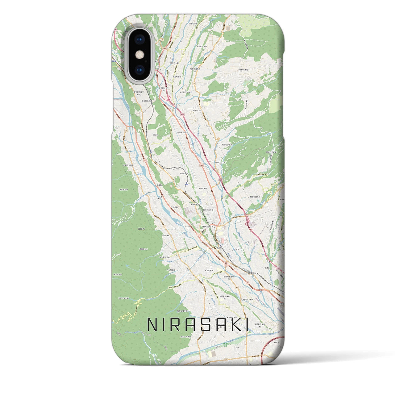 【韮崎(山梨県)】地図柄iPhoneケース(バックカバータイプ)