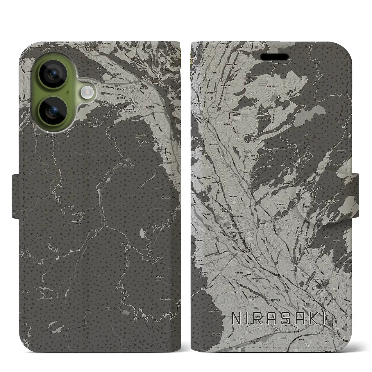 【韮崎(山梨県)】地図柄iPhoneケース(手帳タイプ)