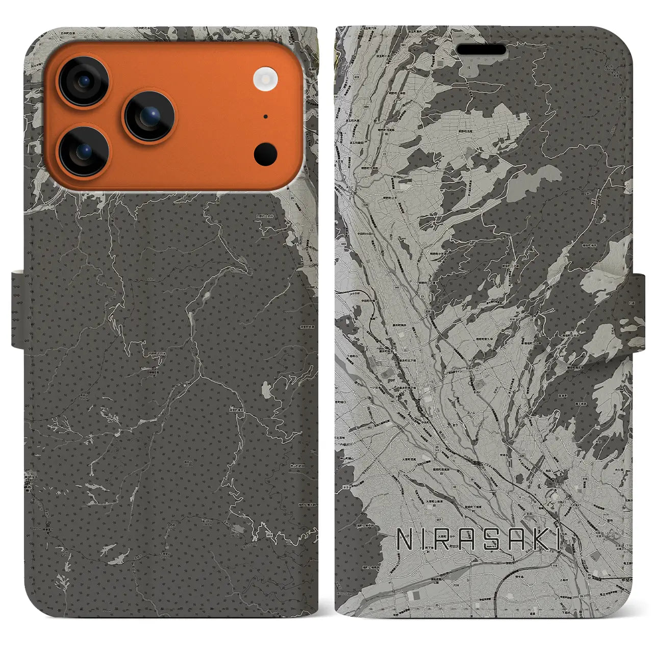 【韮崎(山梨県)】地図柄iPhoneケース(手帳タイプ)