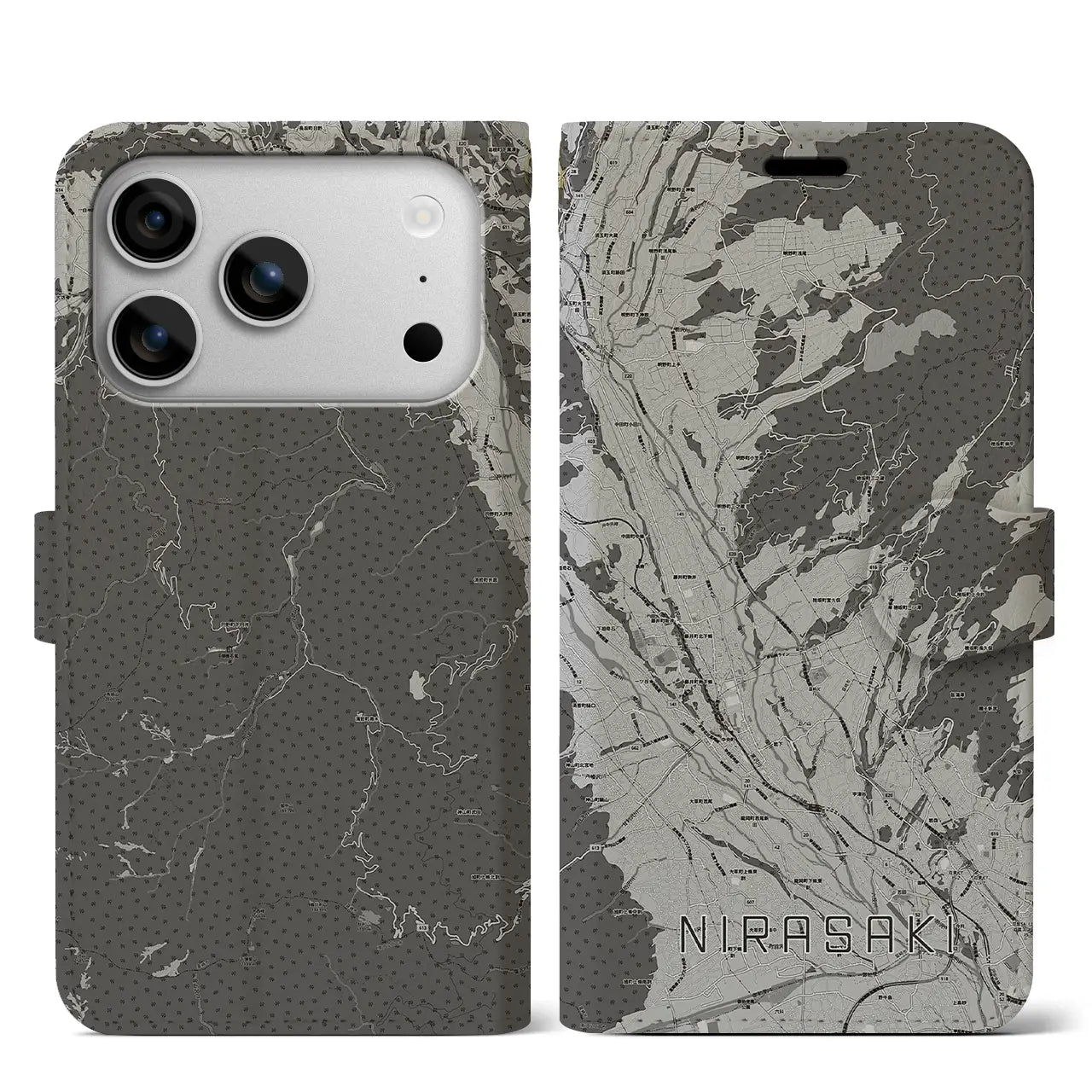 【韮崎(山梨県)】地図柄iPhoneケース(手帳タイプ)