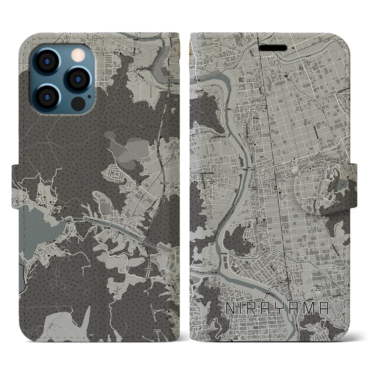 【韮山(静岡県)】地図柄iPhoneケース(手帳タイプ)