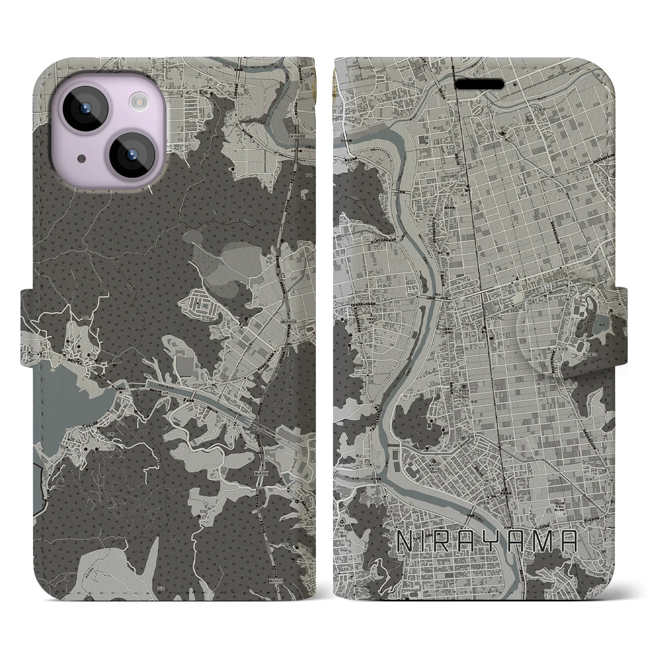 【韮山(静岡県)】地図柄iPhoneケース(手帳タイプ)