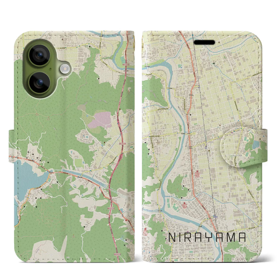 【韮山(静岡県)】地図柄iPhoneケース(手帳タイプ)ナチュラル・iPhone 17 Pro Max 用