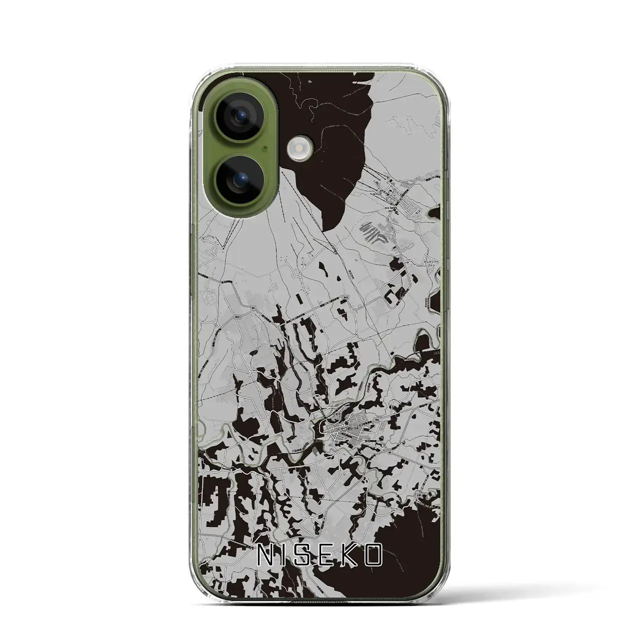 【ニセコ(北海道)】地図柄iPhoneケース(クリアタイプ)モノトーン・iPhone 17 Pro Max 用